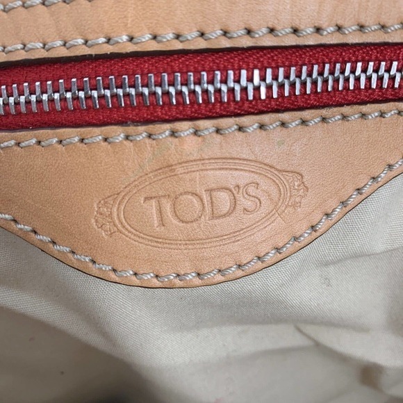 TOD'S Shoulder Hand Bag Purple Maroon PVC Leather Brown Accents Purse Pocketbook - Picture 10 of 16